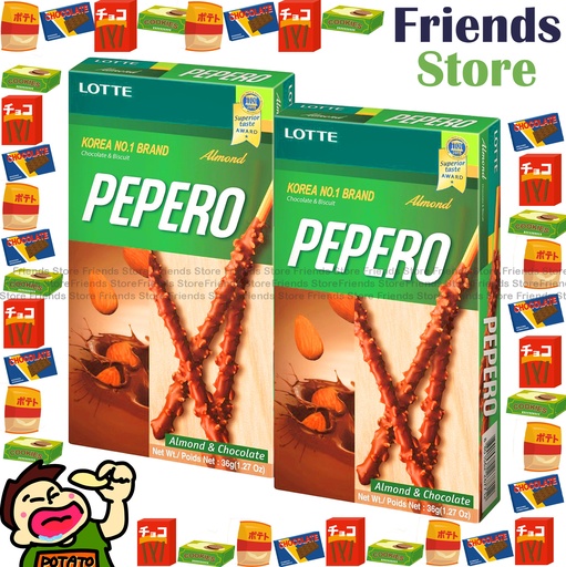 [4007684U] 樂天 - 韓國 Pepero 杏仁朱古力 百力滋餅乾條 (32克 X 2)