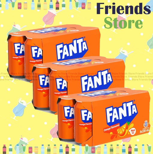 [400402F] Fanta - [Full case] Canned Orange Flavoured Soda (330ml X 8 X 3) New/Old packing randomly distri