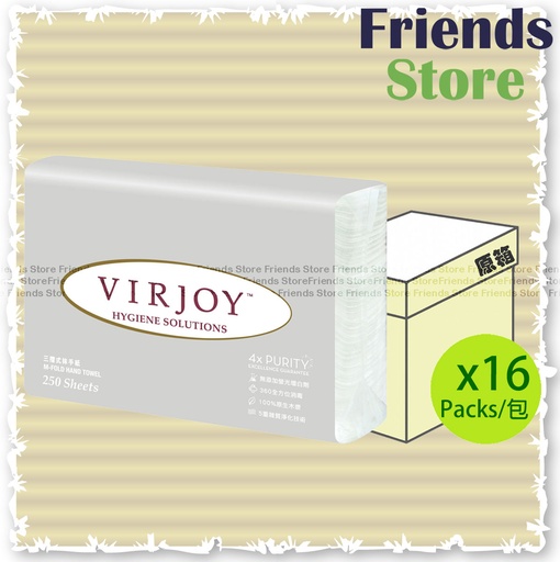[130165F] VIRJOY - [Full Case] M-fold Paper Towel (250s/pack X 16) (銀色)