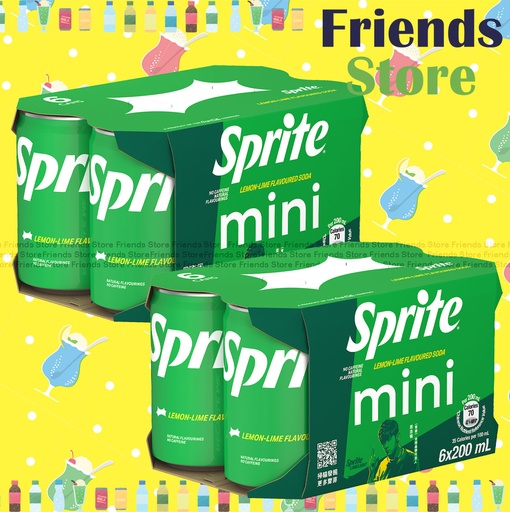 [400168_6CAN] Sprite - Lemon and Lime Flavoured Soda [Mini can] (200ml X 6 X 2) New/old packing randomly distrubuted