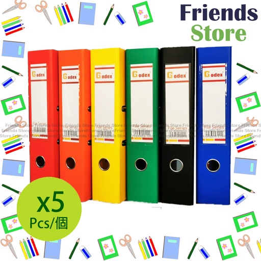 [LFA3-] Godex -  F4-  3 inches (7.5cm) Lever Arch File Binder X 5 (Black Color) 