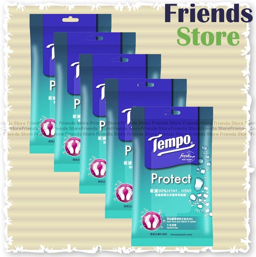 [13032] Tempo - Protect Disinfectant Wet Wipes (10s X 5)    (packing randomly distributed)