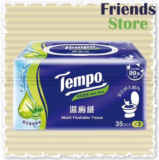 [13032C] Tempo - 家庭三包優惠裝 Moist Flushable Tissue (Aloe Vera 清爽蘆薈味) (35pcs/pack X 3)    (packing randomly distributed)