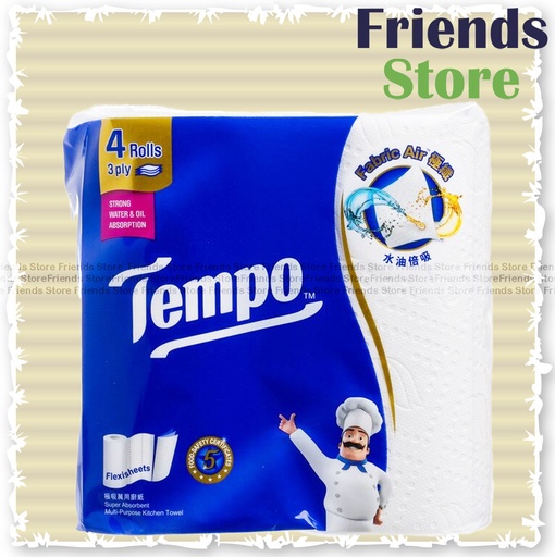 [13031G3] Tempo - Super Absorbent Multi-Purpose Kitchen Towel- 4 rolls 4S